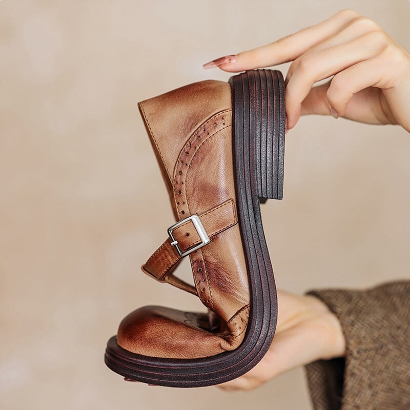 Harriet - Brogue T-Bar Mary Jane Shoes