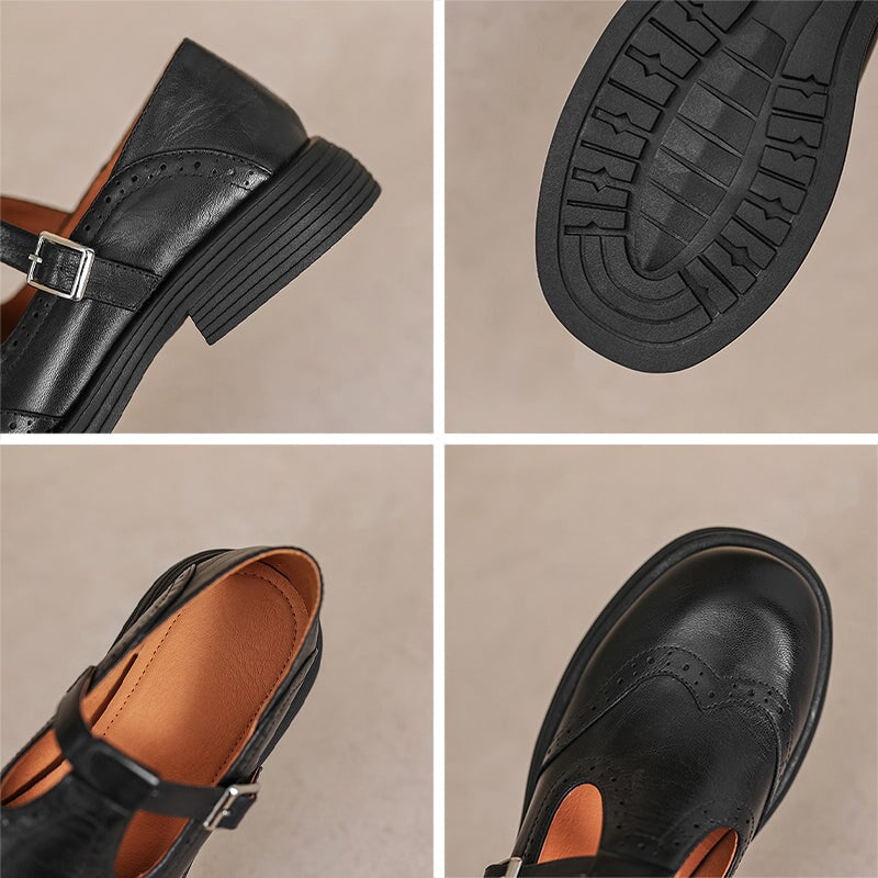 Harriet - Brogue T-Bar Mary Jane Shoes