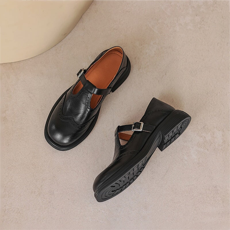 Harriet - Brogue T-Bar Mary Jane Shoes