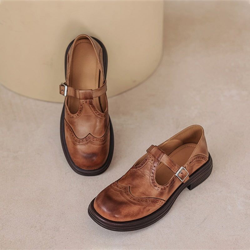 Harriet - Brogue T-Bar Mary Jane Shoes