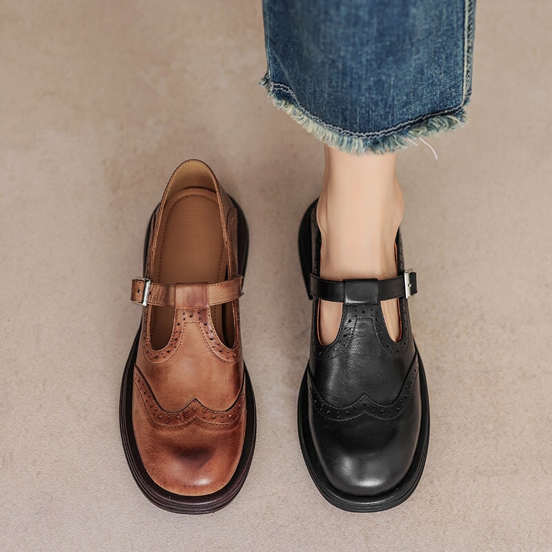 Wren - T-Bar Brogue Flats