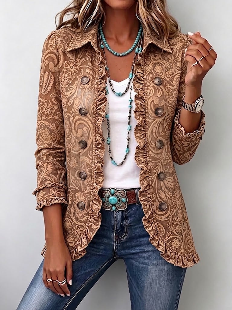 Matilda - Floral Print Ruffled Jacket