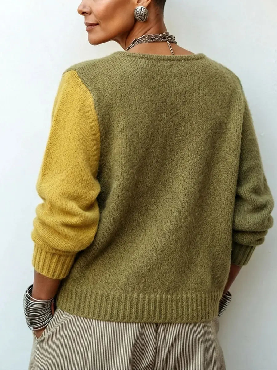 Elena | Asymmetric Colour-Block Knitted Jumper