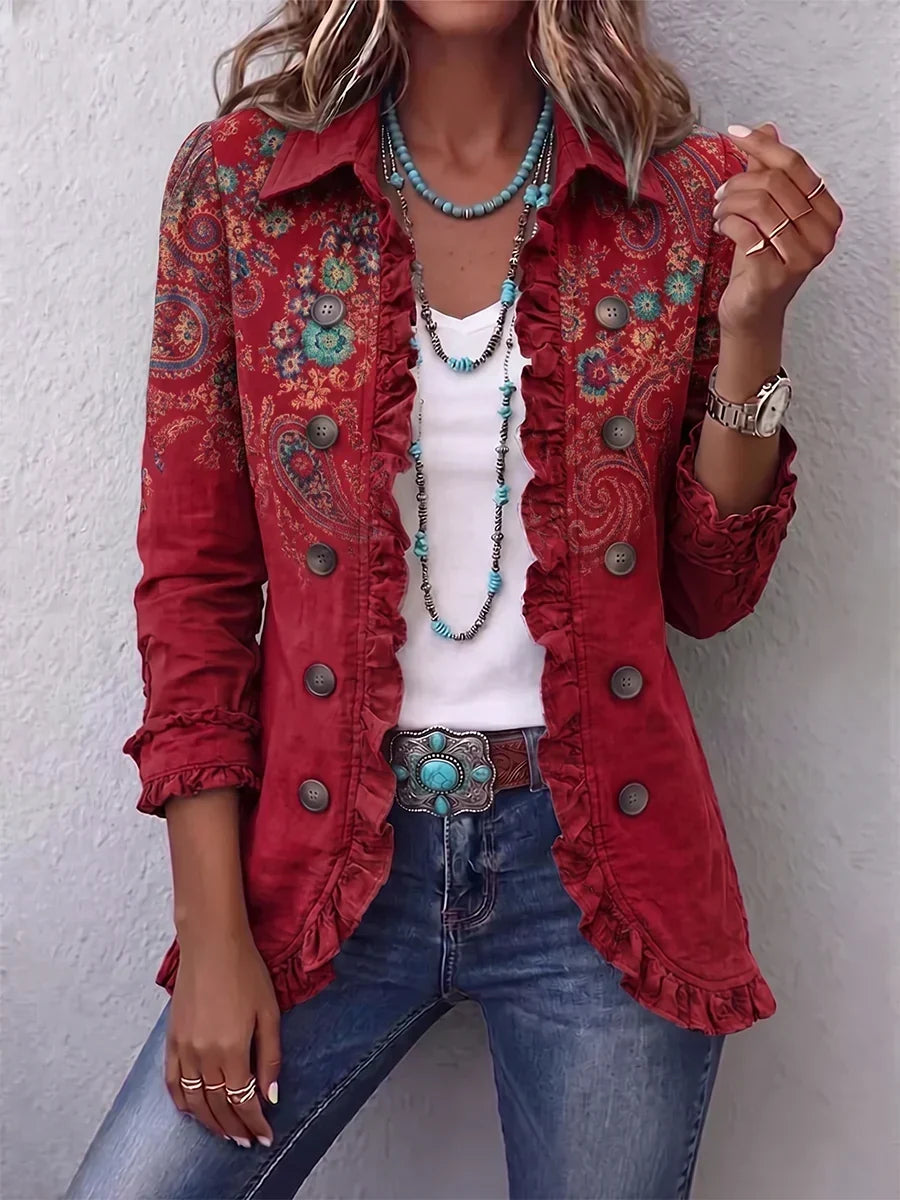 Harriet - Paisley Print Ruffle Jacket