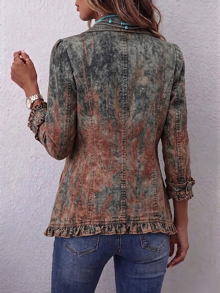 Oriana - Ruffled Washed-Print Jacket