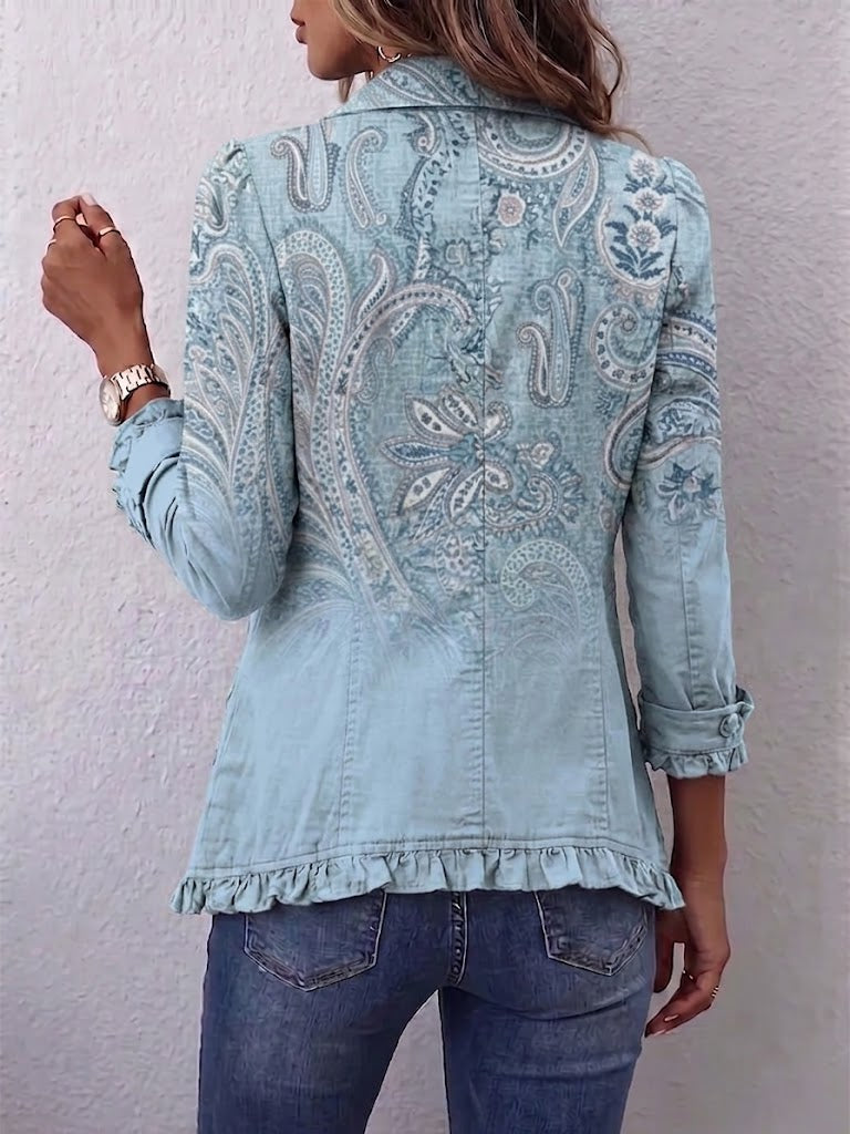 Carys - Paisley Print Ruffle Hem Jacket