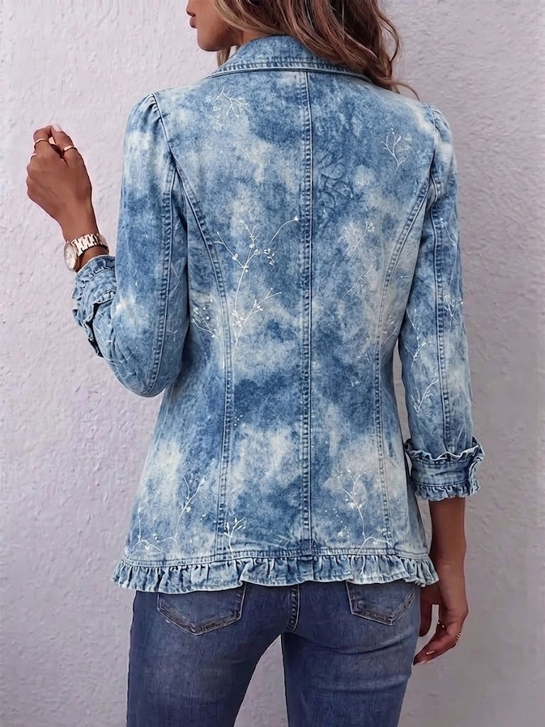 Isobel - Botanical Print Ruffle Trim Jacket