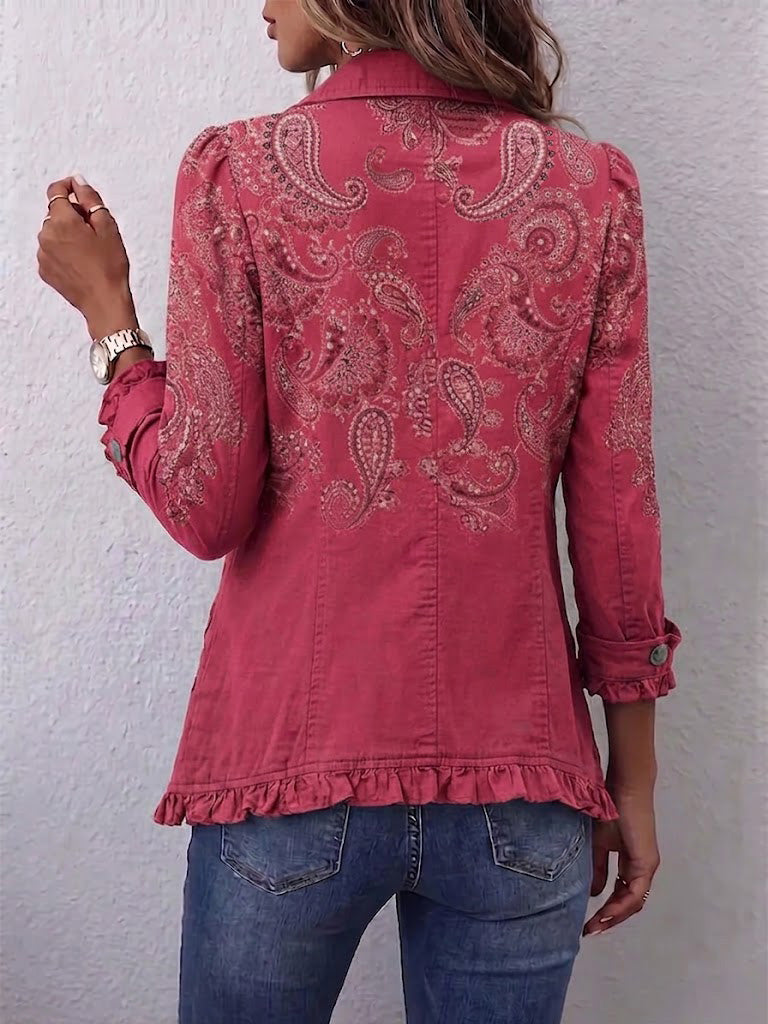 Ottilie - Paisley Print Ruffle Trim Jacket