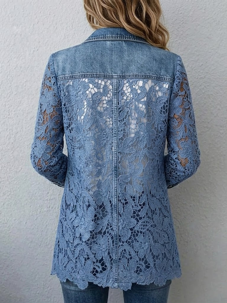 Esme - Floral Lace Panel Blazer