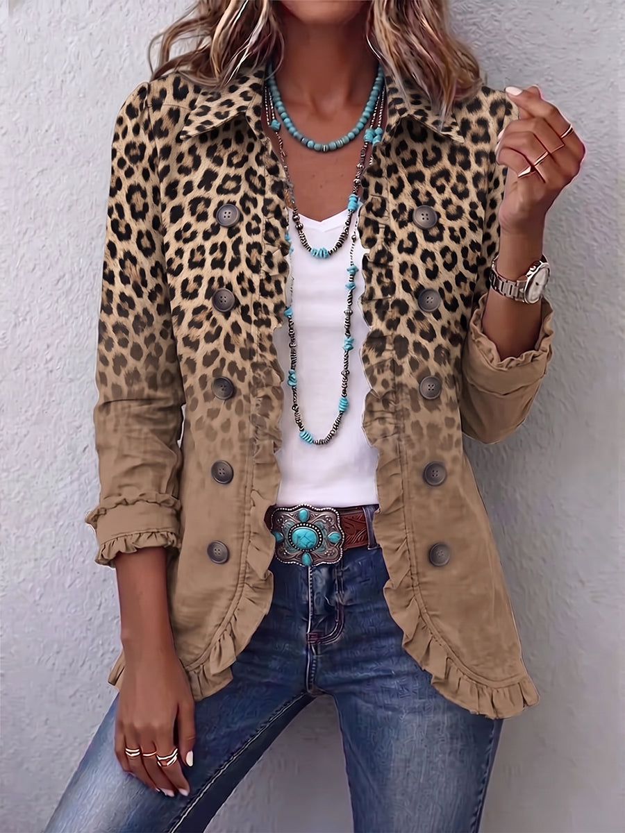Phoebe - Leopard Print Ruffle Jacket