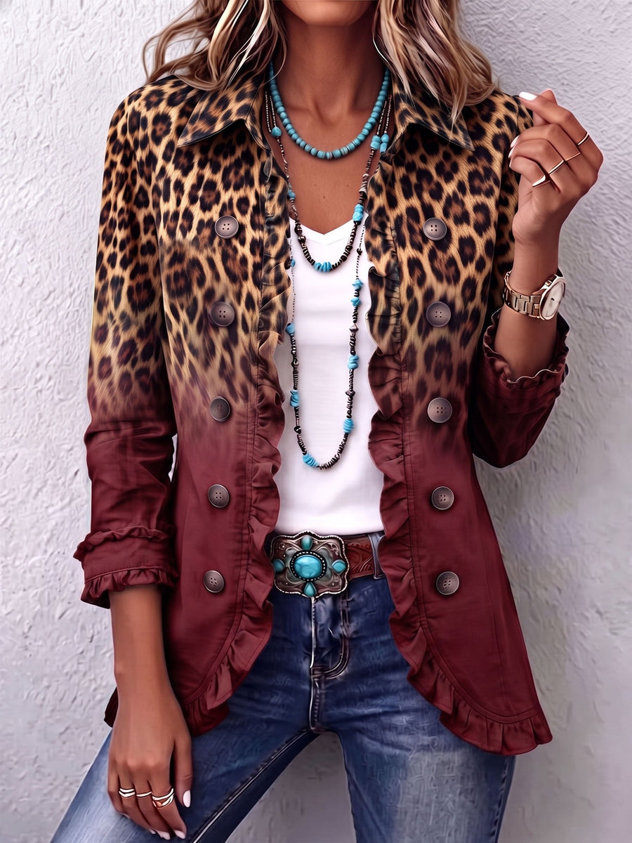 Delilah - Ruffled Leopard Print Jacket