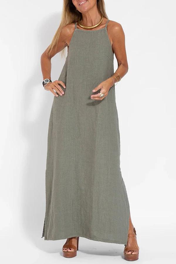 Olive - Relaxed Strappy Maxi Dress