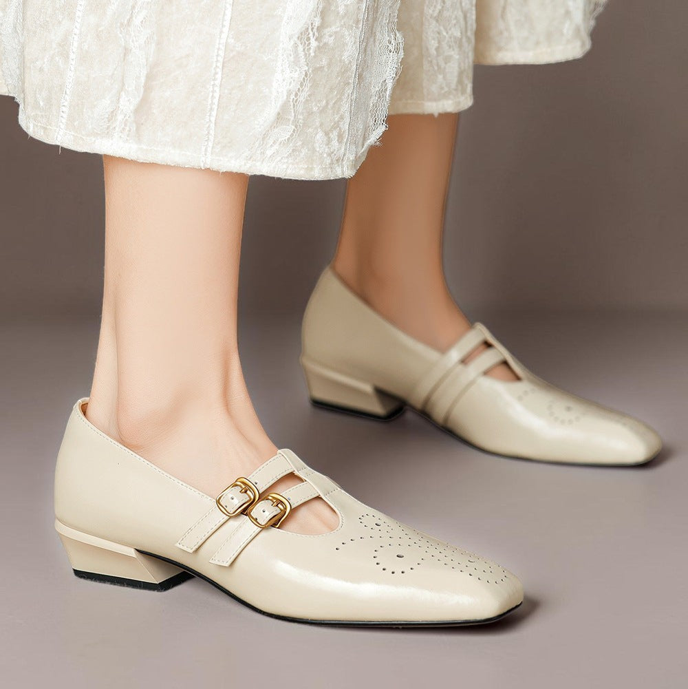 Genevieve - Brogue Detail Mary Jane Shoes