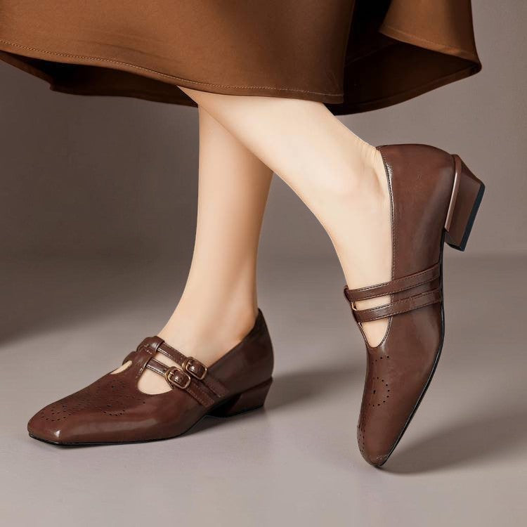 Genevieve - Brogue Detail Mary Jane Shoes