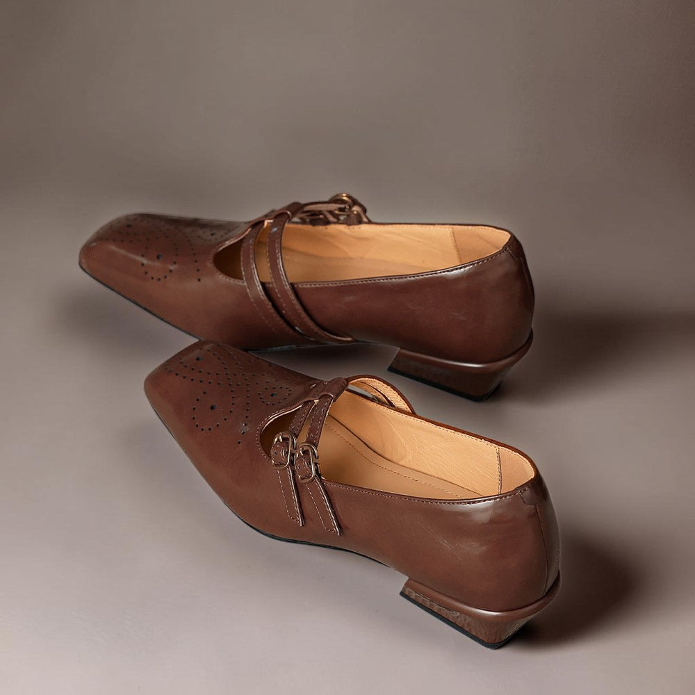 Genevieve - Brogue Detail Mary Jane Shoes