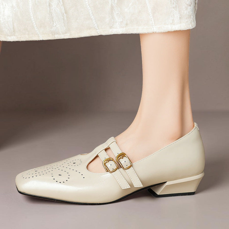 Genevieve - Brogue Detail Mary Jane Shoes