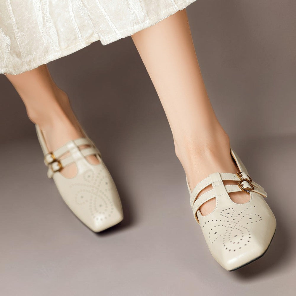 Genevieve - Brogue Detail Mary Jane Shoes