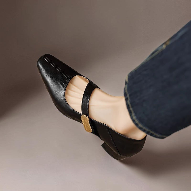 Helena - Square-Toe Mary Jane Block Heels
