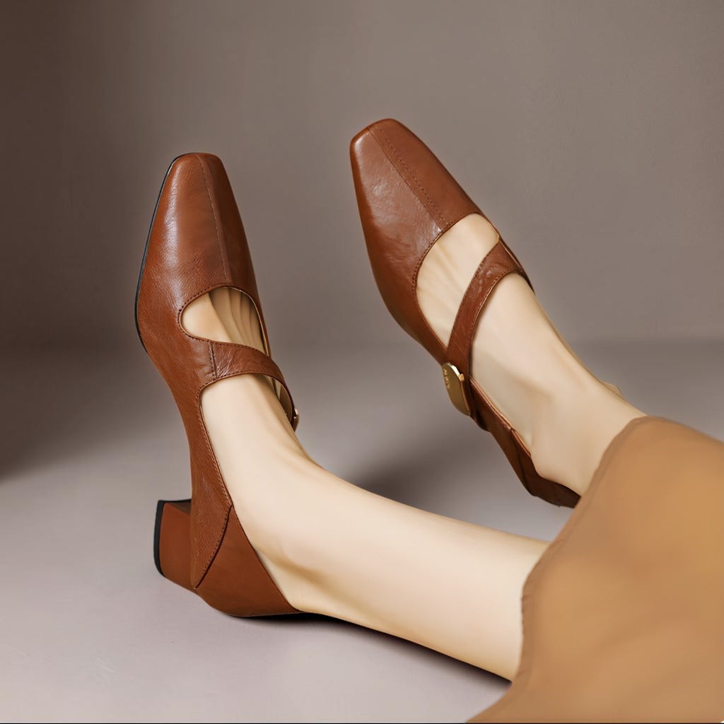 Helena - Square-Toe Mary Jane Block Heels