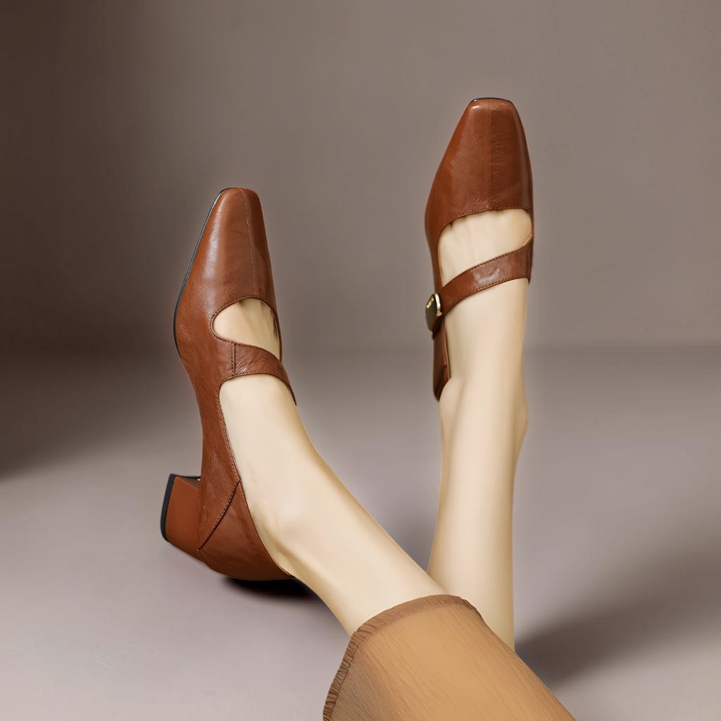 Helena - Square-Toe Mary Jane Block Heels