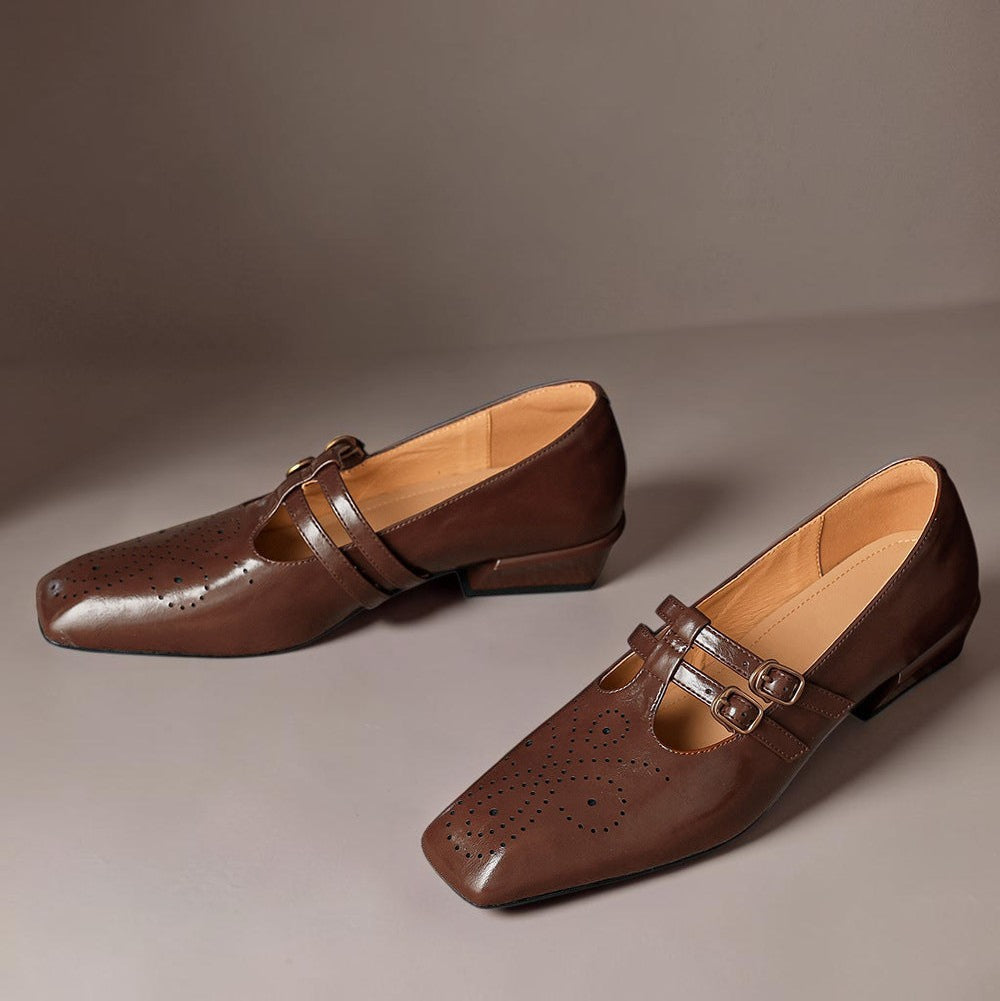 Genevieve - Brogue Detail Mary Jane Shoes