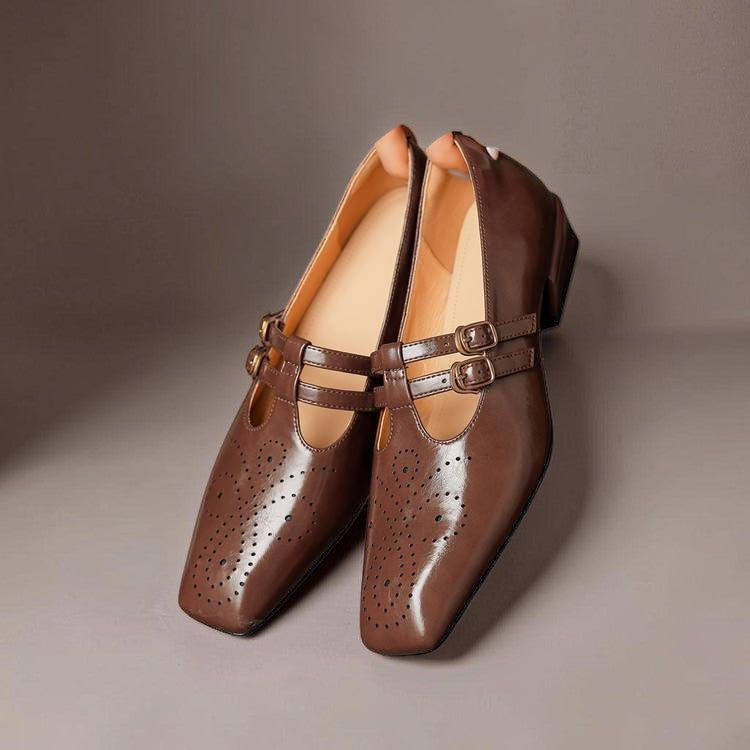 Genevieve - Brogue Detail Mary Jane Shoes