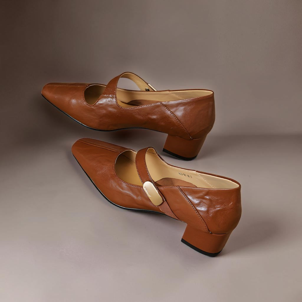 Helena - Square-Toe Mary Jane Block Heels
