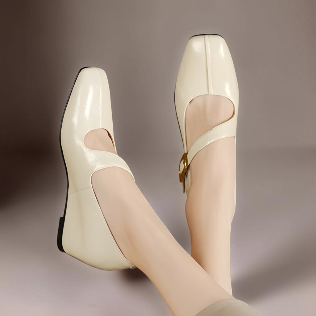Verity - Buckled Mary Jane Wedge Shoes