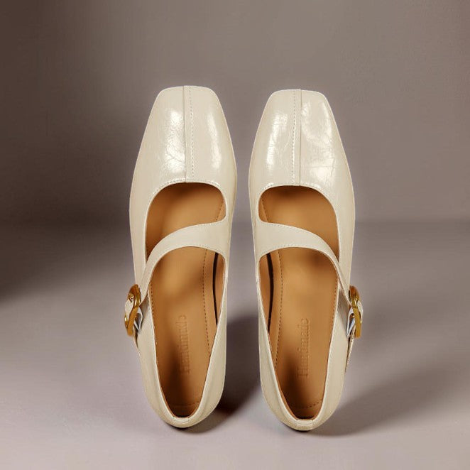 Verity - Buckled Mary Jane Wedge Shoes