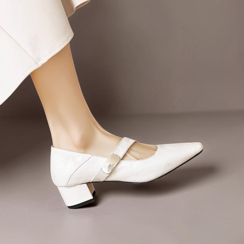 Helena - Square-Toe Mary Jane Block Heels