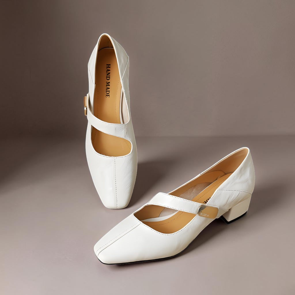 Helena - Square-Toe Mary Jane Block Heels