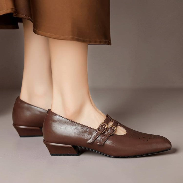 Genevieve - Brogue Detail Mary Jane Shoes