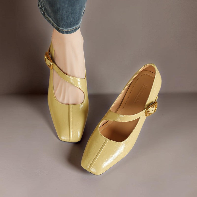 Verity - Buckled Mary Jane Wedge Shoes
