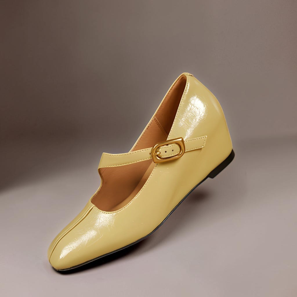 Verity - Buckled Mary Jane Wedge Shoes