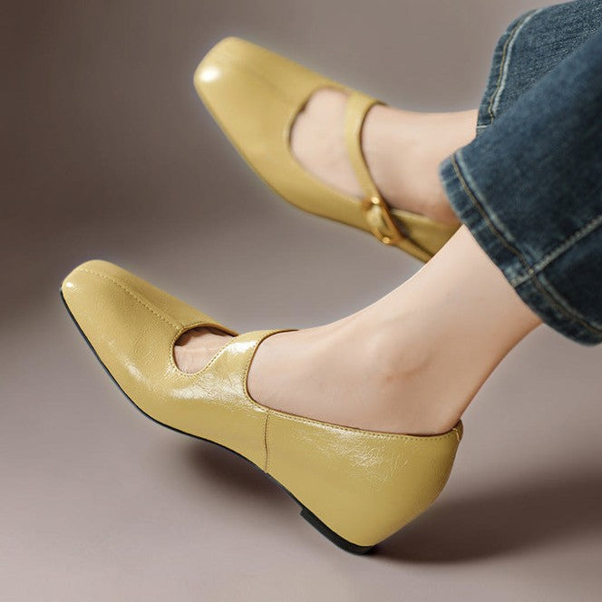 Verity - Buckled Mary Jane Wedge Shoes