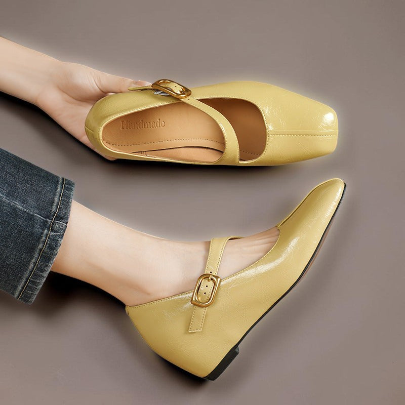 Verity - Buckled Mary Jane Wedge Shoes